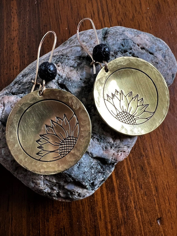 Sunflower with Bead (earrings)